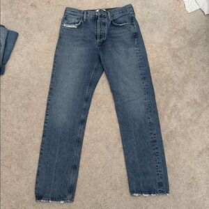 Agolde Parker Long Distressed Straight Jeans in Invention